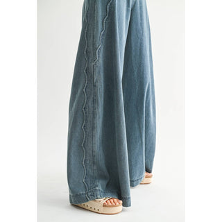 Wide Leg Denim Trousers