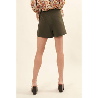 Solid Wrap Front Side Self Tie Closure Skort