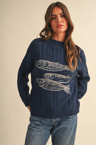 Embroidered Back V Sweater