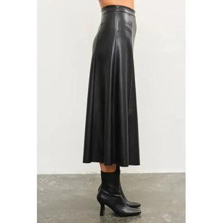 A Line Faux Leather Maxi Skirt