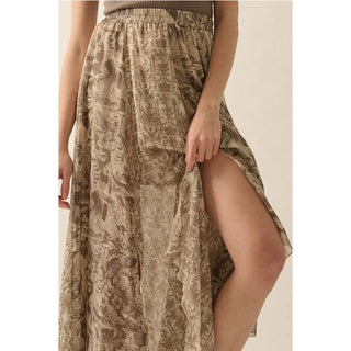 An abstract print woven maxi skirt 