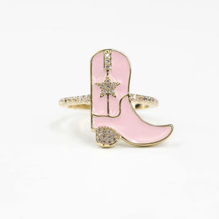 14K Gold Plated Brass Pink enamel and pave stones