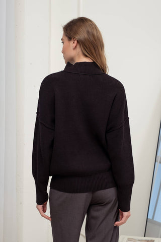 Mock Neck Ribbed Sweater