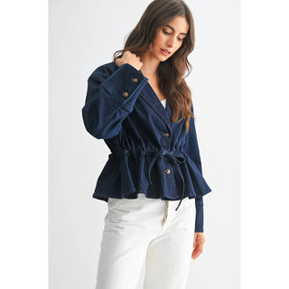 Peplum Denim Tie Jacket