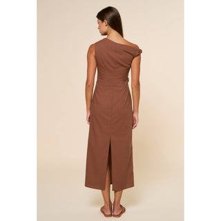 Asymmetrical Midi Dress W/ Golden Charm