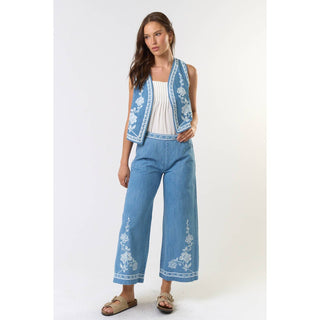 Denim Embroidered Vest