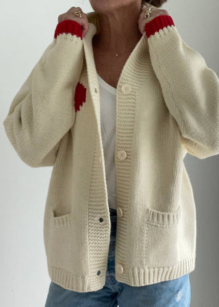 Varsity Chunky Heart Cardigan