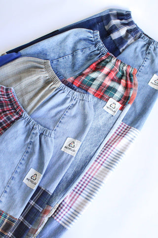 Flannel & Denim Combo Pants