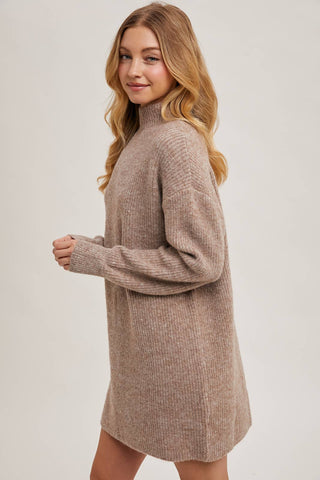 Mock Neck Knit Sweater Dress