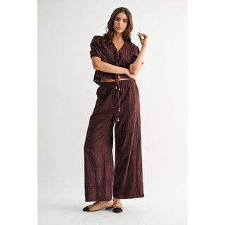 Embroidered Plum Pants