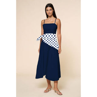 Stripe Waist Bandana Sleeveless Tie Maxi Dress