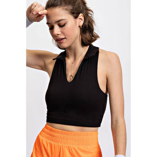 Butter V Neck Collared Sports Tank