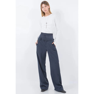 double waist tailored look trousers