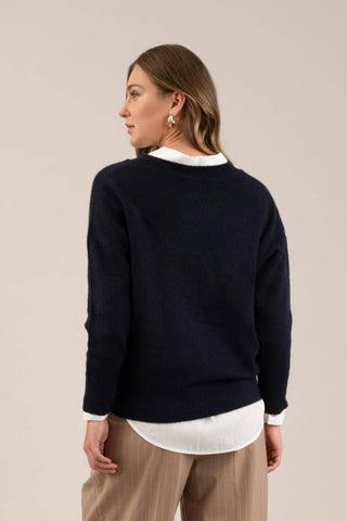 V Neck Drop Shoulder Sweater