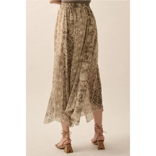 An abstract print woven maxi skirt 