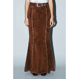 Suede Studded Maxi Skirt