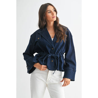 Peplum Denim Tie Jacket