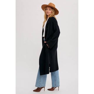 knitted trench coat with waist tie soft