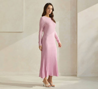 Ribbed Sweater Dress in Pink