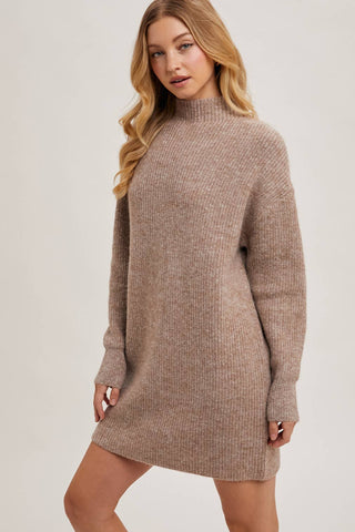 Mock Neck Knit Sweater Dress