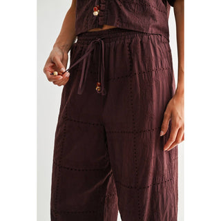 Embroidered Plum Pants