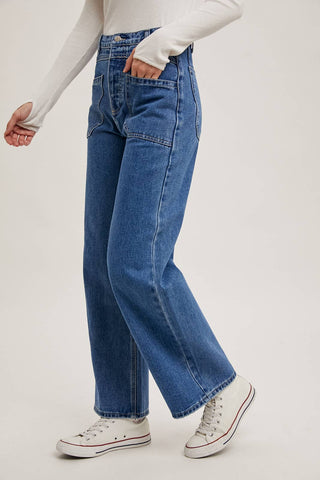 Denim Straight Leg Jeans