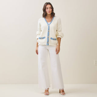 Contrast Open Knit Cardigan