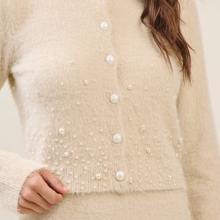 Cozy Pearl Cardigan and Skirt Set