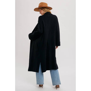 knitted trench coat with waist tie soft