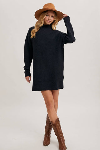 Mock Neck Knit Sweater Dress