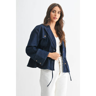 Peplum Denim Tie Jacket