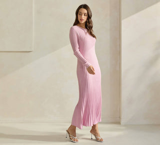 Ribbed Sweater Dress in Pink