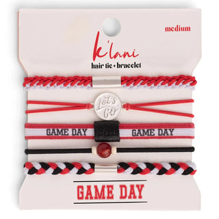 Game Day red, black and white K'lani hair tie bracelets