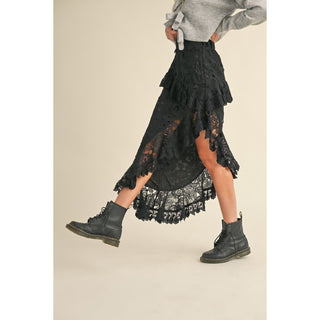 asymmetric lace boho skirt country chic