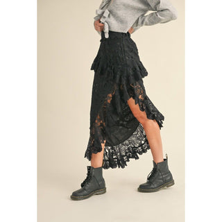 asymmetric lace boho skirt country chic