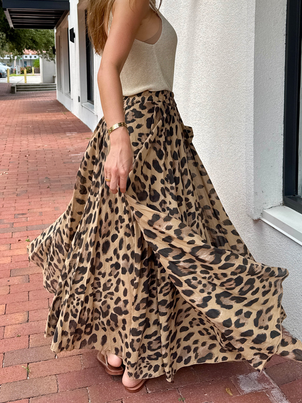 full maxi skirt flowy leopard print made in Italy 100% cotton 