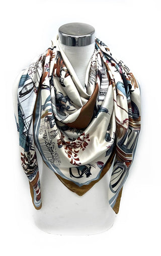 Scarf with a pattern on a mannequin against a white background