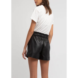 high waist faux leather shorts with pockets 