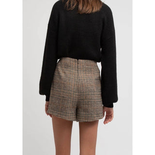 plaid wrap over skort brown and cream