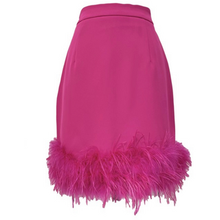 hot pink feather mini skirt