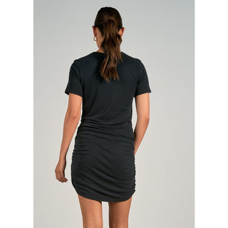 cinched and ruched soft t shirt dress
