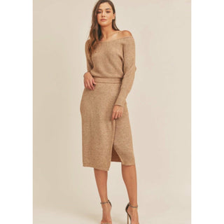 taupe knit skirt in sweater material 