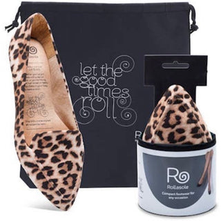 Rollable shoe, shoe that fits in bag, rescue flats, rescue shoes, purse shoes, leopard print flat shoe