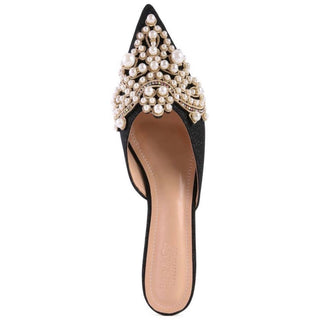 hand crafted high quality pearl embellished flat mules