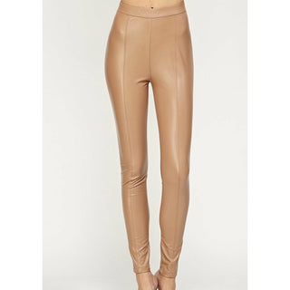high waisted tailored fit faux leather pants