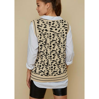 leopard beige and black oversized vest 