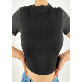 backless ribbed crop top with tie back 